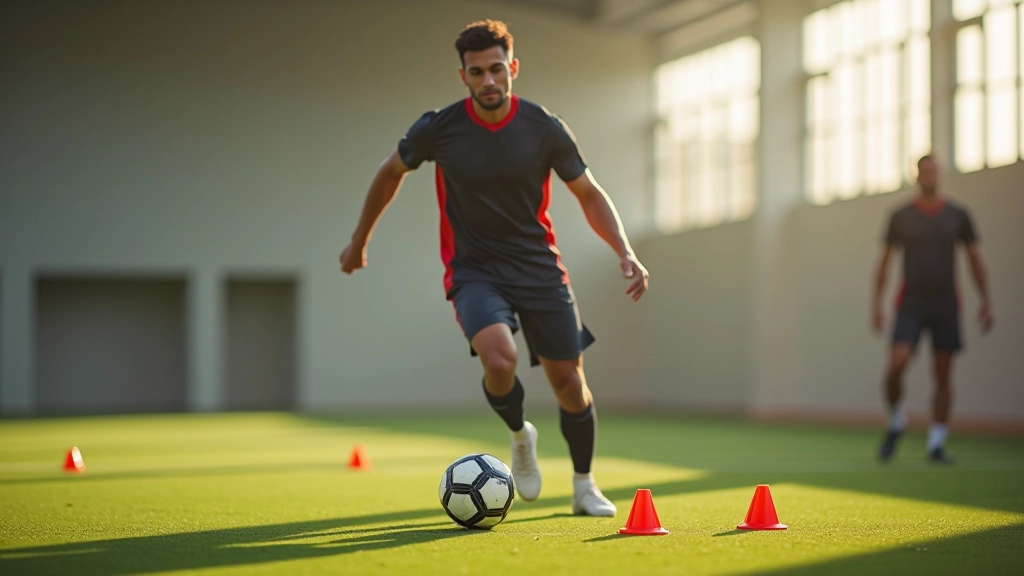 لاعب يؤدي تمرين السرعة الجانبية مع مدرب متخصص